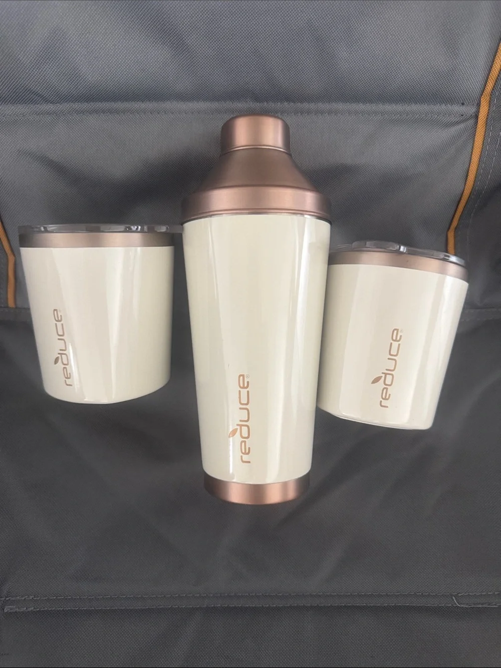 Reduce Cream and Rose Gold Cocktail Shaker Set with Tumblers